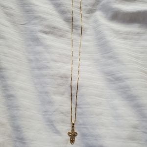 Real gold Christian cross necklace